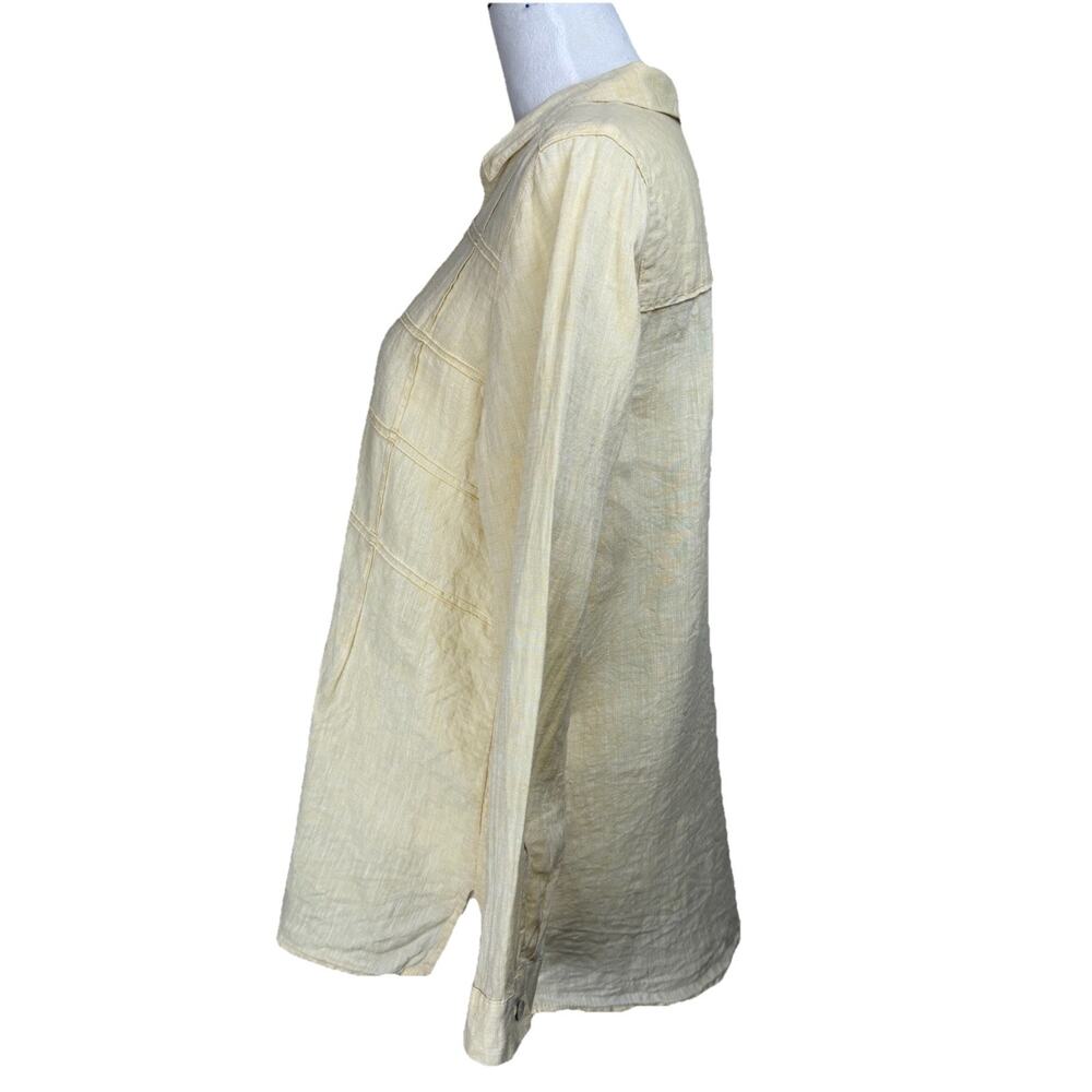 J.Jill Love Linen Women's Button Up Tunic Long Sleeves Sz M Yellow Feminine - Picture 8 of 15